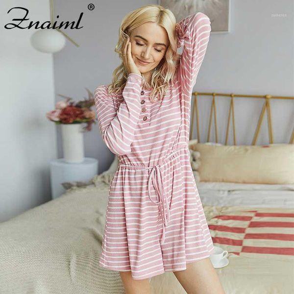 

znaiml striped rompers women fashion o-neck button long sleeve one piece bodysuit elegant high waist lace up home party playsuit1, Black;white