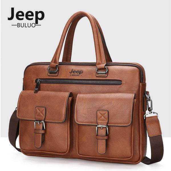 

buluo brand shoulder messenger bag for man pu leather men's briefcase business office laphandbags male tote satchel bag