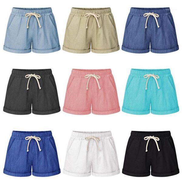 

shorts woman summer solid color casual loose high elastic waist 2021 fashion pockets short trousers plus size m-6xl1 women's, White;black