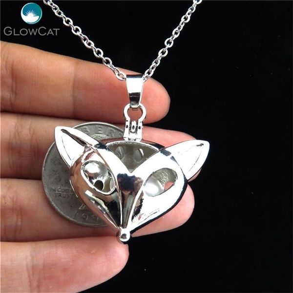 

k128 silver магнитная головка fox pearl клетка медальон ожерелье из нержавеющей цепи 18" аромат эфирное масло диффузор locket jllpav home003, Black