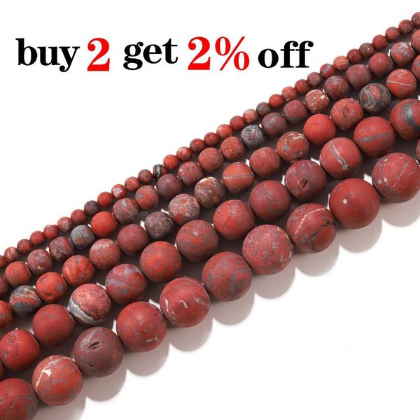 

1strand lot natural stone dull polish matte red brecciated jaspers bead round gem loose spacer beads for jewelry making supplies h jllase
