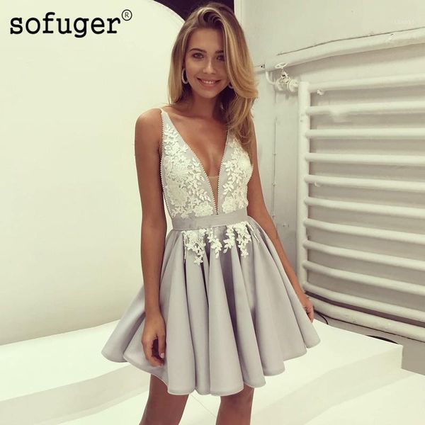 

silver grey a line neck appliques homecoming party dress evening dress prom vestidos de fiesta formal special occasion1, White;black