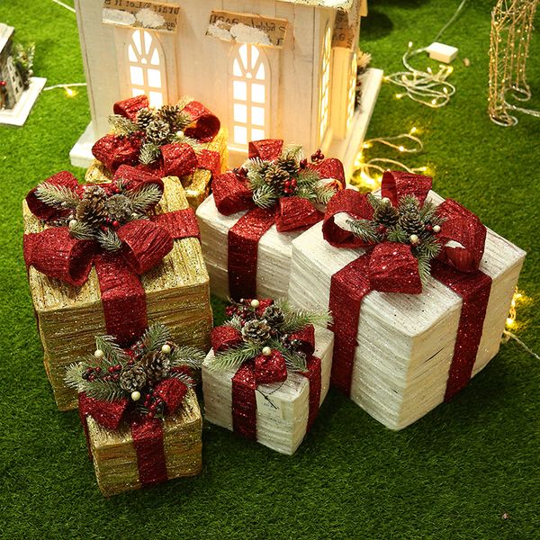 

window pile box shop up light christmas tree gift bag decoration scene layout