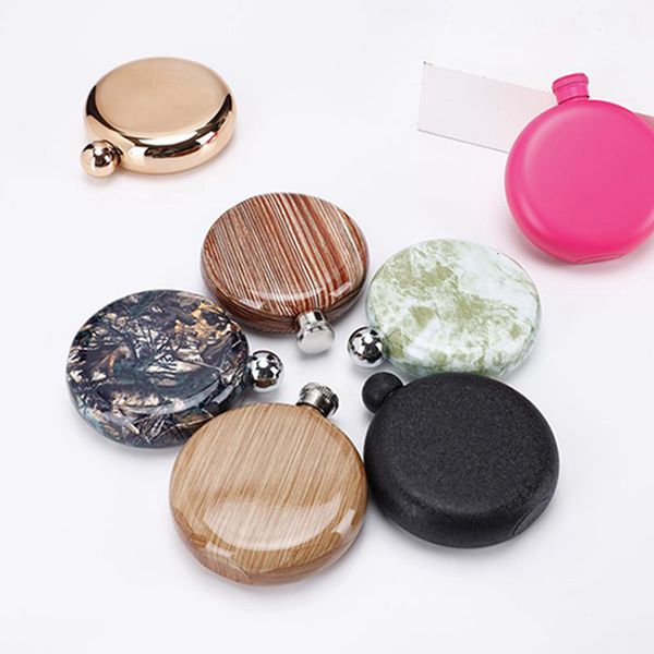 

round russian special shaped wine pot 5 oz bottle portable stainless steel marble pattern hip flask iia314
