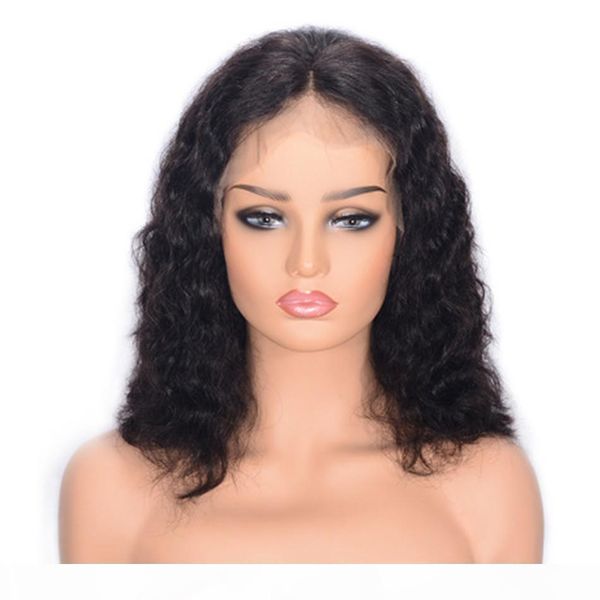 

malaysian human hair wig middle part water wave lace front wig natural color unprocessed virgin hair wigs, Black;brown