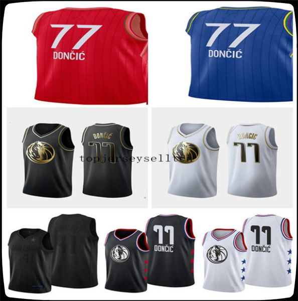 

dallas mavericks men luka doncic dirk nowitzki mvp all-star golden edition basketball jersey, Black