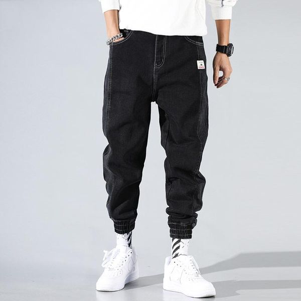 

men's jeans autumn ly fashion men japanese vintage wide leg harem trousers spliced designer cargo pants streetwear hip hop joggers, Blue