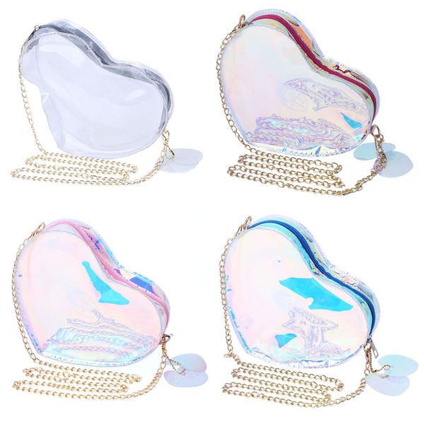 

thinkthendo new love heart shaped laser chain crossbody messenger bag shoulder bag clutch girl handbag holder for 2020 women