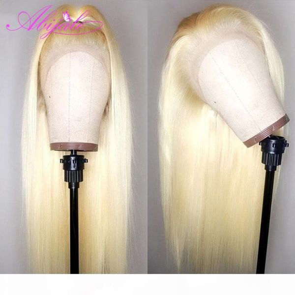 

abijale 613 frontal wig brazilian straight lace front human hair wigs for black women blonde straight wave t part lace frontal, Black;brown
