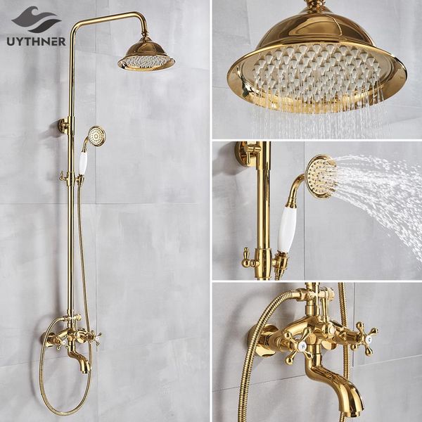 

gold shower faucet bath shower mixer tap 8 rainfall gold shower head bath set w hand bathtub faucet wall mounted bbyizb lipper