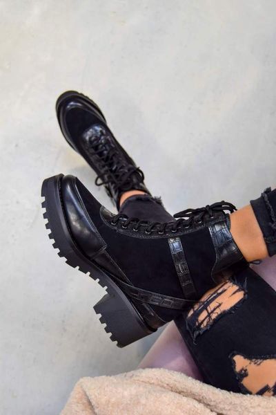 

new women's boots lace up ladies ankle boots female combat runway buckle strap zipper ankle boot woman platform shoes fashion, Black