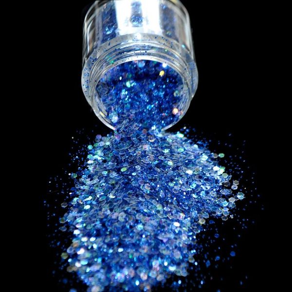 

nail glitter clear mix size hexagon sequins royal blue acrylic powder 3d diy nails decoration 4g / bottle 272, Silver;gold