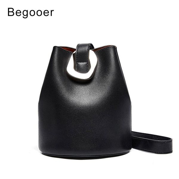 

new design bucket bag genuine leather fashion women shoulder bag daily casual shopping black totes girls small cross body