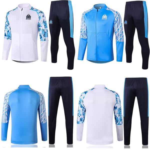 

2020 2021 kit long sleeves marseilles jacket uniforms tracksuits soccer jersey 20 21 men train football coat training shirt suit kit, Black