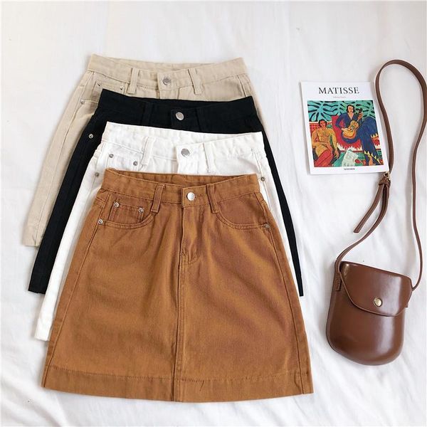 

старинные тонкие модные дамы весна летние джинсы мини короткие юбки bodycon женщины высокая талия повседневная студент ретро джинсовая фалда, Black