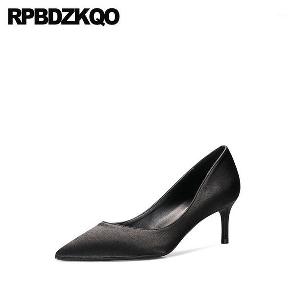 

pointed toe plus size scarpin slip on stiletto 8cm 2019  42 high heels pumps 33 black office shoes women satin medium1