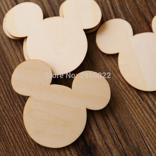 

wood wooden confetti, head, unfinished rustic mouse decor