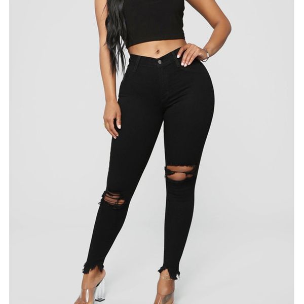 

new fashion denim women slim fit calca ladies skinny hole vintage boyfriend jeans 201106, Blue