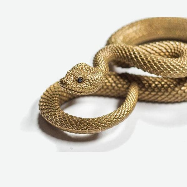 

new brass metal snake pendant key chain men vintage handmade fashion copper key ring animal keychain gift jewelry k31481, Silver