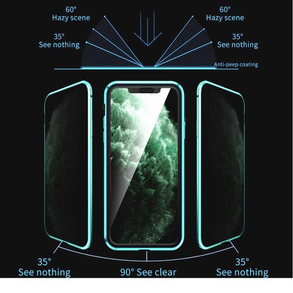 

for iphone 12 pro max 11case anti-peeping double side magnetic case for iphone 12 11 xr xs 8 7 6plus privac qylrpu
