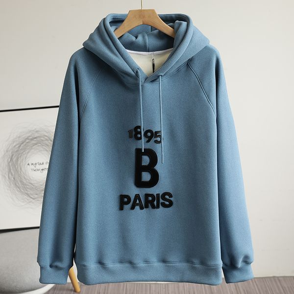 

2021 fall winter luxury quality italian design classic men's sport 1895 paris casual hoodies with hood, Black