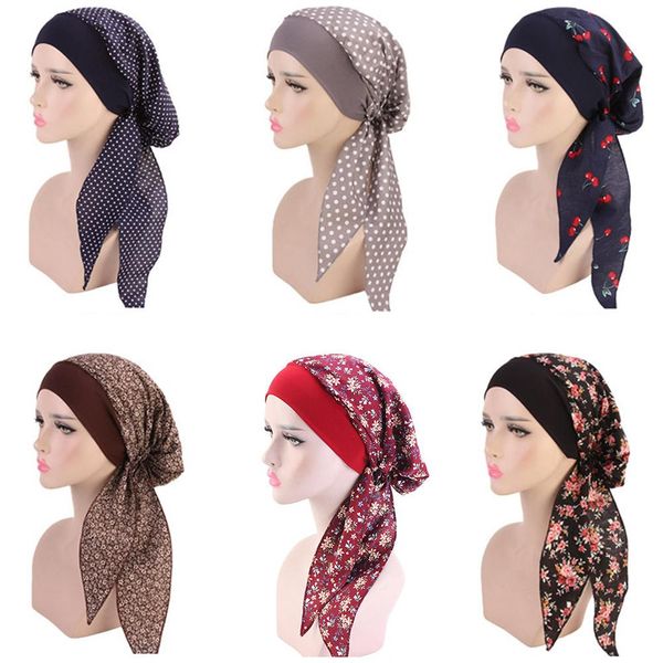 

floral print inner hijab caps for women 2020 new fashion warm turban cap muslim head wrap scarf female islamic under bonnet hat qylcdy, Black