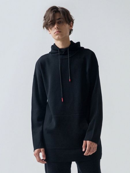 

men drop shoulder drawstring hooded sweater o34r#, White;black