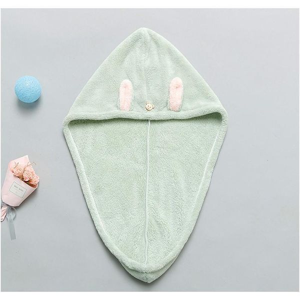 

cartoon cute rabbit ears shower cap thickened coral velvet absorbent instant dry superfine fiber wrap turban f qylqfl