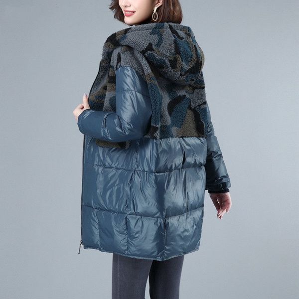 

camouflage down padded jacket women's winter outwear 2020 new korean loose plus size stitching mother thick parka coat y594, Black