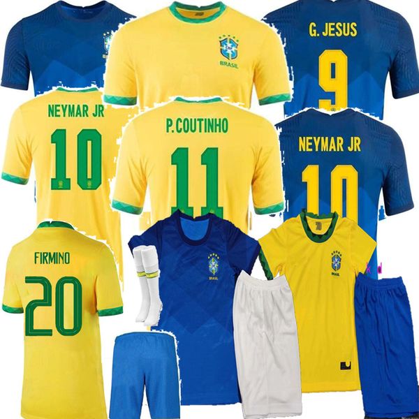 

2020 soccer jerseys kids neres copa america kits 20 21 home away casemiro firmino neymar jr g.jesus jersey football shirts, Black;yellow