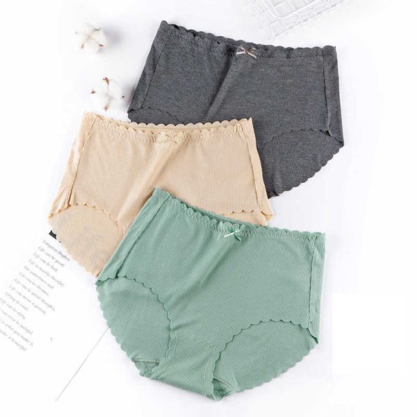 

3pcs/lot no trace ruffle elasticity breathable comfortable woman underwears plus size 6xl soft thin modal women's panties, Black;pink