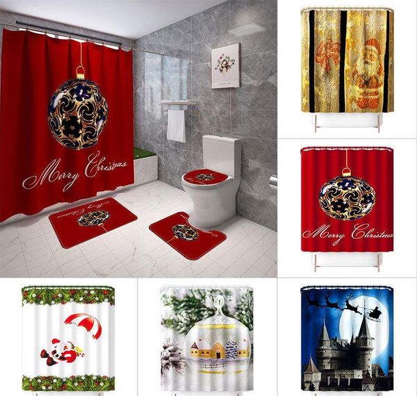 

curtain bathroom toilet shower sets scenery non christmas seat printed curtain mat slip cover 4-piece bathroom shower carpet floor ma jllgz