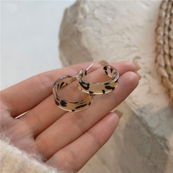 

xialuoke s925 needle bohemia geometric c resin leopard grain stud earrings for women fashion vintage joker party jewelry gifts 8, Golden;silver