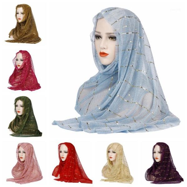 

wholesale price 175*50cm women sequins muslim hijab scarf islamic thin headscarf foulard soft long shawl head wraps stole rk1, Red