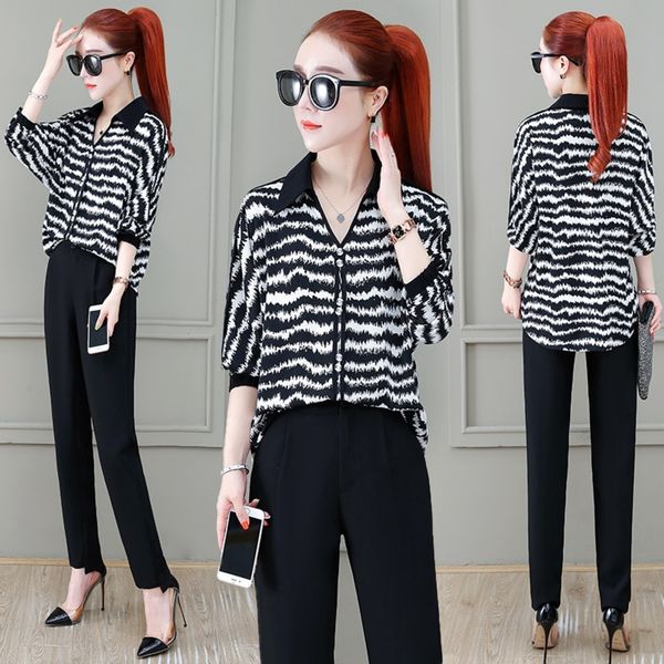 

jpagx pants 2020 new style female imperial stylefashionablecasual light and mature sister and slim two-piece suit two pieces of autumn trous, Gray