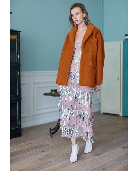 

women's fur & faux plus size coat winter women solid single breasted jacket warm thick fashion loose ladies, Black