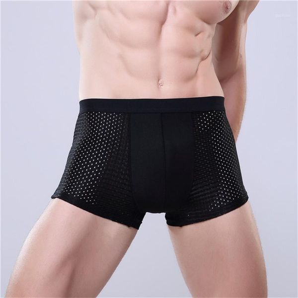 

2019 men underwear boxer shorts silk ice panties man solid slim mid-rise boxer pouch underwear men1, Black;white