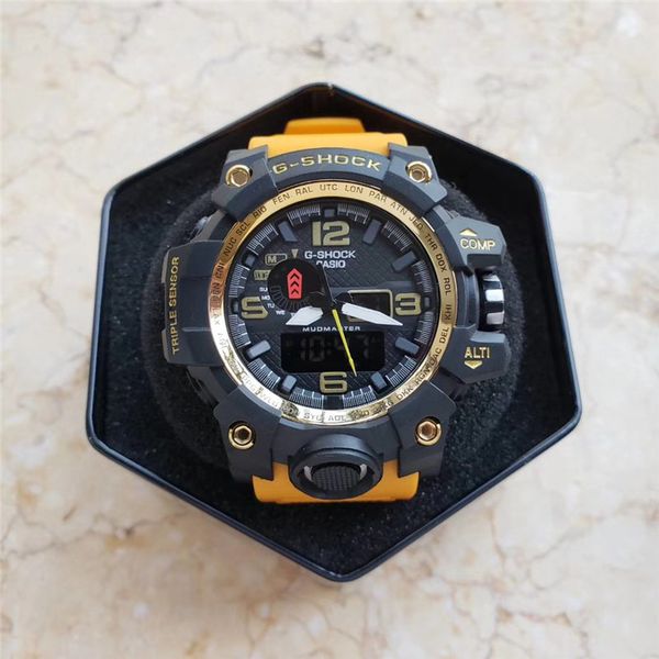 

роскошные мужские цифровые светодиодные часы спорта мужчины g на открытом воздухе электронные часы shock двойной дисплей аналоговые наручные, Slivery;brown