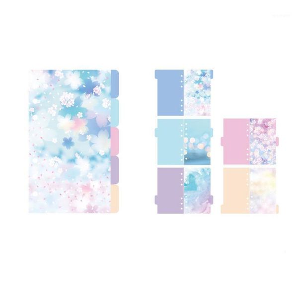

notepads 5pcs/lot cherry blosssom floral pattern separated pages index paper core for notebook agenda planner organizer school supplies1, Purple;pink