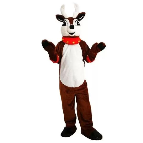 Costume mascotte cervo di Halloween Alta qualità personalizza Renna dei cartoni animati Personaggio a tema anime Formato adulto Festa di compleanno di Natale Vestito da esterno