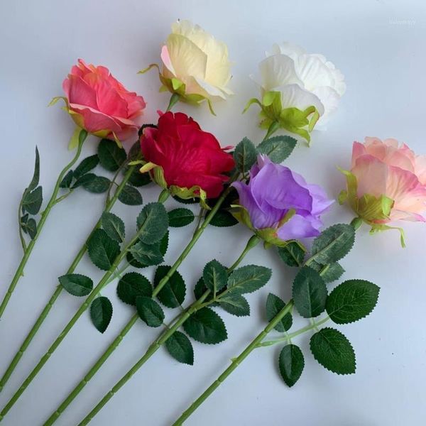 

single silk rose flower artificial rose flowers real touch wedding party home decor 6 colors wb22331