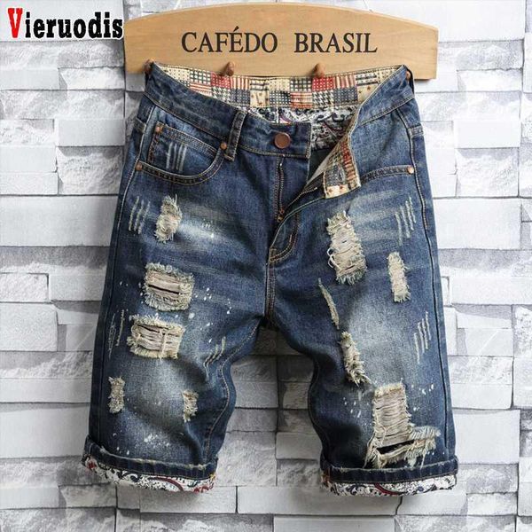 

men's brand stretch short jeans summer men casual slim fit ripped retro short fashion skate board harun denim shorts 38 401, White;black