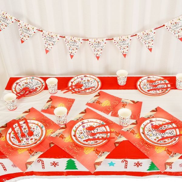 

cc8sj new christmas red cup tableware s saucers and saucer saucer and cup flag plate tableware triangle paper matching supplies eidmk