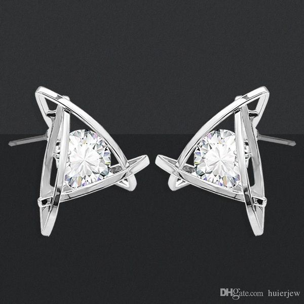 

trinkets triangle earrings cz square women earrings, Golden;silver