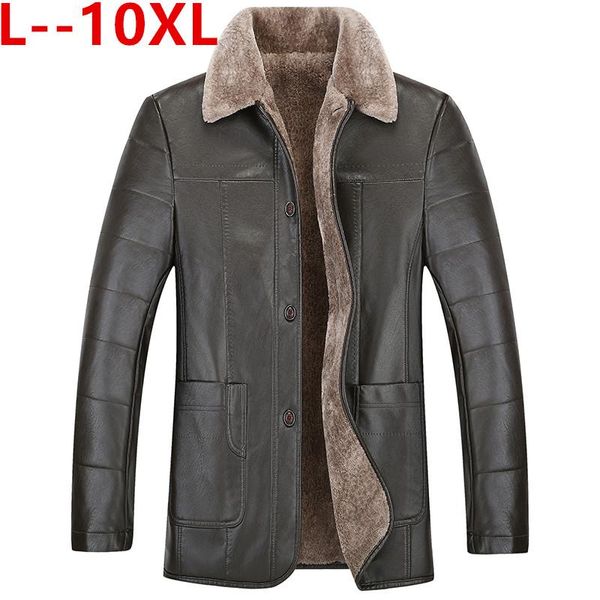 

men's fur & faux plus size 10xl 8xl 6x winter motorcycle male leather jacket men windbreaker pu jackets outwear warm baseball, Black