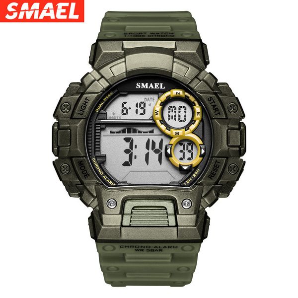 

new smael smer electronic watch men's fashion sports outdoor waterproof shockproof multifunctional watch, Slivery;brown