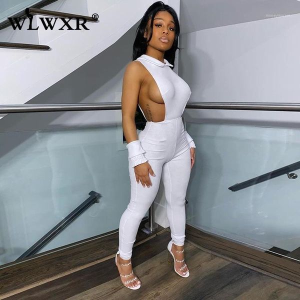 

women's jumpsuits & rompers wlwxr white summer romper women ladies bodycon jumpsuit female elastic red skinny one piece long sportwear1, Black;white