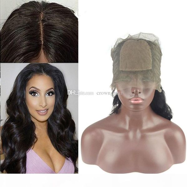 

body wave silk 4x4 360 lace band frontal closure 22.5*4*2 with baby hair virgin hair 360 frontal with 4x4 silk base, Black;brown