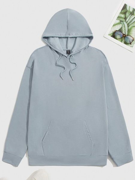 

men pouch pocket drawstring hoodie a4cl#, Black