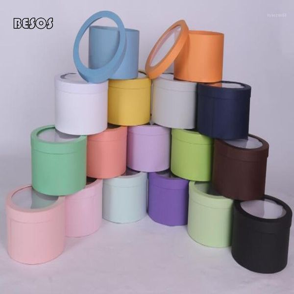 

ins candy color transparent lid round gift box wedding party valentine's day belt wallet flower hard cardboard paper gift box1